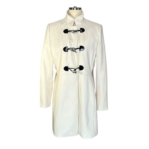 Via Spiga Cream Wool Blend Toggle Closure Tailored Coat | Size 8 - Picture 1 of 11